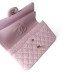 21S Pink Tweed Quilted Classic Flap Medium Light Gold Hardware - Image 16