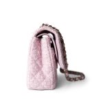 21S Pink Tweed Quilted Classic Flap Medium Light Gold Hardware - Image 4