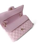 21S Pink Tweed Quilted Classic Flap Medium Light Gold Hardware - Image 8