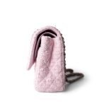 21S Pink Tweed Quilted Classic Flap Medium Light Gold Hardware - Image 3