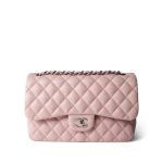 Light Pink Lambskin Quilted Jumbo Classic Flap Silver Hardware
