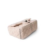 Light Pink Tweed Quilted Mini Rectangular Single Flap Black Metal Hardware - Image 6