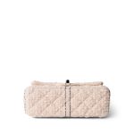 Light Pink Tweed Quilted Mini Rectangular Single Flap Black Metal Hardware - Image 5