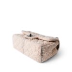 Light Pink Tweed Quilted Mini Rectangular Single Flap Black Metal Hardware - Image 9