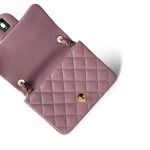 Mauve Lambskin Quilted Mini Square Flap - Image 9