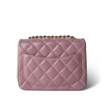 Mauve Lambskin Quilted Mini Square Flap - Image 3