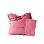 Medium Pink Calfskin Quilted 22 Hobo Bag Antique Gold Hardware - Image 10