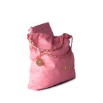 Medium Pink Calfskin Quilted 22 Hobo Bag Antique Gold Hardware - Image 7