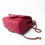 Mini Pearl Crush Fuchsia Lambskin Quilted Square Flap - Image 7