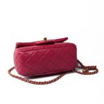 Mini Pearl Crush Fuchsia Lambskin Quilted Square Flap - Image 10