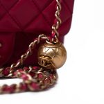 Mini Pearl Crush Fuchsia Lambskin Quilted Square Flap - Image 13