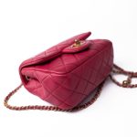 Mini Pearl Crush Fuchsia Lambskin Quilted Square Flap - Image 6