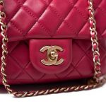 Mini Pearl Crush Fuchsia Lambskin Quilted Square Flap - Image 2