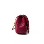 Mini Pearl Crush Fuchsia Lambskin Quilted Square Flap - Image 3