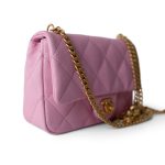 Pink Caviar Quilted Sweetheart Mini Flap Antique Gold Hardware - Image 8