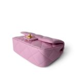 Pink Caviar Quilted Sweetheart Mini Flap Antique Gold Hardware - Image 12