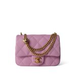 Pink Caviar Quilted Sweetheart Mini Flap Antique Gold Hardware - Image 2