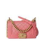 Pink Lambskin Quilted Small Boy Bag Aged Gold Hardware - Image 4