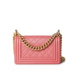 Pink Lambskin Quilted Small Boy Bag Aged Gold Hardware - Image 5