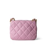 Pink Mini Lacquered Chain Lambskin Quilted Flap Aged Gold Hardware - Image 3