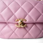 Pink Mini Lacquered Chain Lambskin Quilted Flap Aged Gold Hardware - Image 11