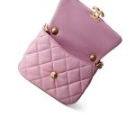 Pink Mini Lacquered Chain Lambskin Quilted Flap Aged Gold Hardware - Image 4