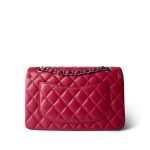 Raspberry Caviar Quilted Classic Flap Small Silver Hardware - Image 3