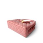 Shiny Aged Calfskin Quilted Nano Kelly Shopper Coral Pink - Image 10