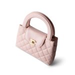 Shiny Aged Calfskin Quilted Nano Kelly Shopper Light Pink - Image 10