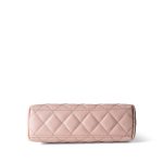 Shiny Aged Calfskin Quilted Nano Kelly Shopper Light Pink - Image 6