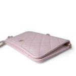 Travel Wallet on Chain Light Pink Caviar Quilted Light Gold Hardware - Image 6