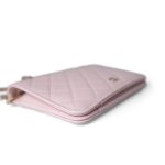 Travel Wallet on Chain Light Pink Caviar Quilted Light Gold Hardware - Image 5