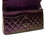 20B Iridescent Purple Calfskin Quilted Classic Flap Light Gold Hardware - Image 12