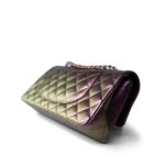20B Iridescent Purple Calfskin Quilted Classic Flap Light Gold Hardware - Image 10