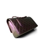 20B Iridescent Purple Calfskin Quilted Classic Flap Light Gold Hardware - Image 9