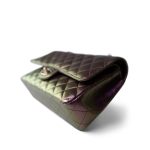 20B Iridescent Purple Calfskin Quilted Classic Flap Light Gold Hardware - Image 8