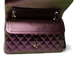 20B Iridescent Purple Calfskin Quilted Classic Flap Light Gold Hardware - Image 11