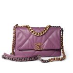 20B Purple Goatskin Quilted 19 Flap Small Mixed Hardware - Image 2
