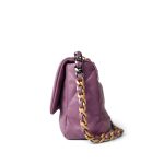 20B Purple Goatskin Quilted 19 Flap Small Mixed Hardware - Image 7
