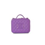 20C Purple Caviar Quilted CC Medium Filigree Vanity Case - Image 2