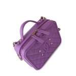 20C Purple Caviar Quilted CC Medium Filigree Vanity Case - Image 10