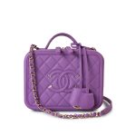 20C Purple Caviar Quilted CC Medium Filigree Vanity Case