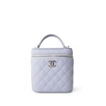 21K Lavender Caviar Quilted Top Handle Vanity Case Silver Hardware - Image 2