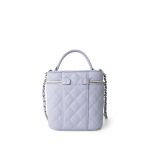 21K Lavender Caviar Quilted Top Handle Vanity Case Silver Hardware - Image 6