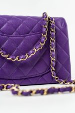 22A Purple Caviar Quilted Small Classic Flap Light Gold Hardware - Image 4