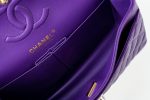 22A Purple Caviar Quilted Small Classic Flap Light Gold Hardware - Image 7