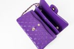 22A Purple Caviar Quilted Small Classic Flap Light Gold Hardware - Image 10