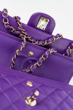 22A Purple Caviar Quilted Small Classic Flap Light Gold Hardware - Image 13