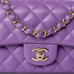 22s Purple Lambskin Quilted Mini Rectangular Single Flap - Image 3