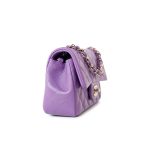 22s Purple Lambskin Quilted Mini Rectangular Single Flap - Image 4